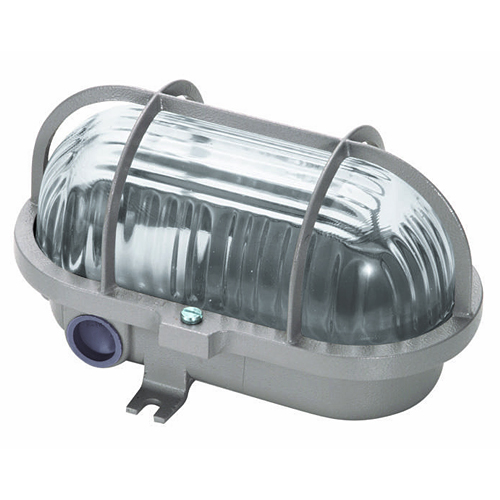 Luminária Tartaruga Oval Tgvp Cinza 100W E27 Difusor Vidro Com Grade Ip54 - Wetzel