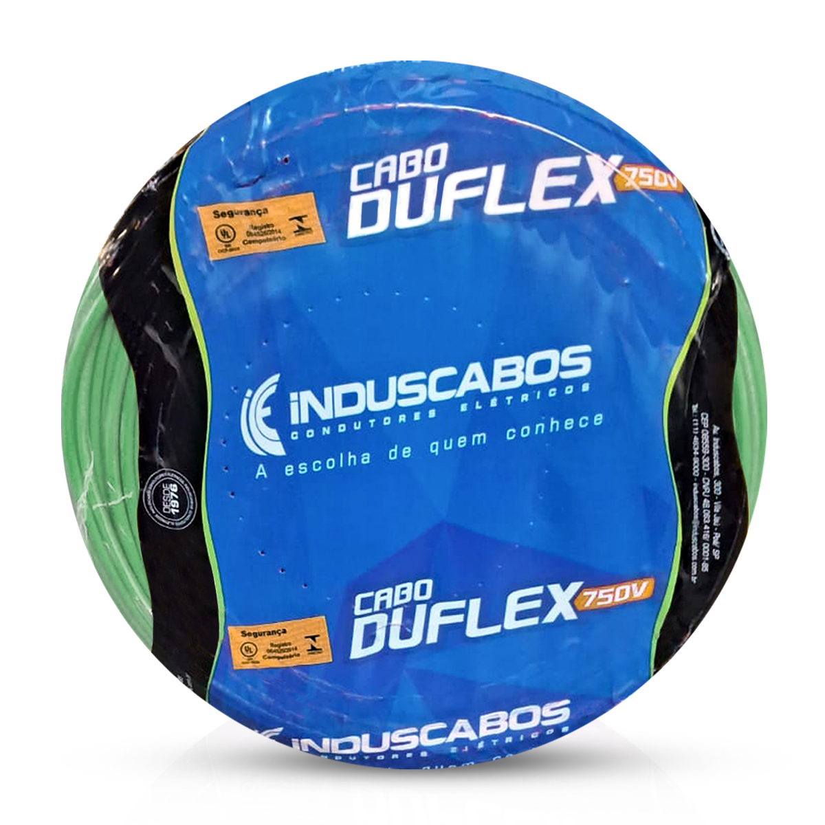 Cabo Flexível Duflex 750V Pvc 4,00Mm Verde 70G 100 Metros - Induscabos