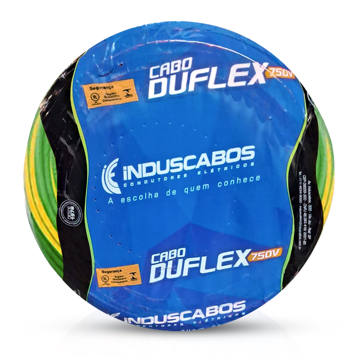 Cabo Flexível Duflex 750V Pvc 4,00Mm Amarelo/Verde 70G 100 Metros - Induscabos