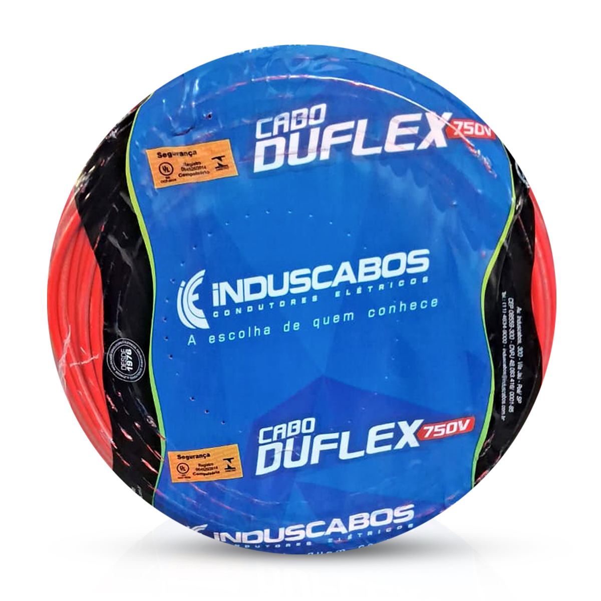 Cabo Flexível Duflex 750V Pvc 6,00Mm Vermelho 70G 100 Metros - Induscabos