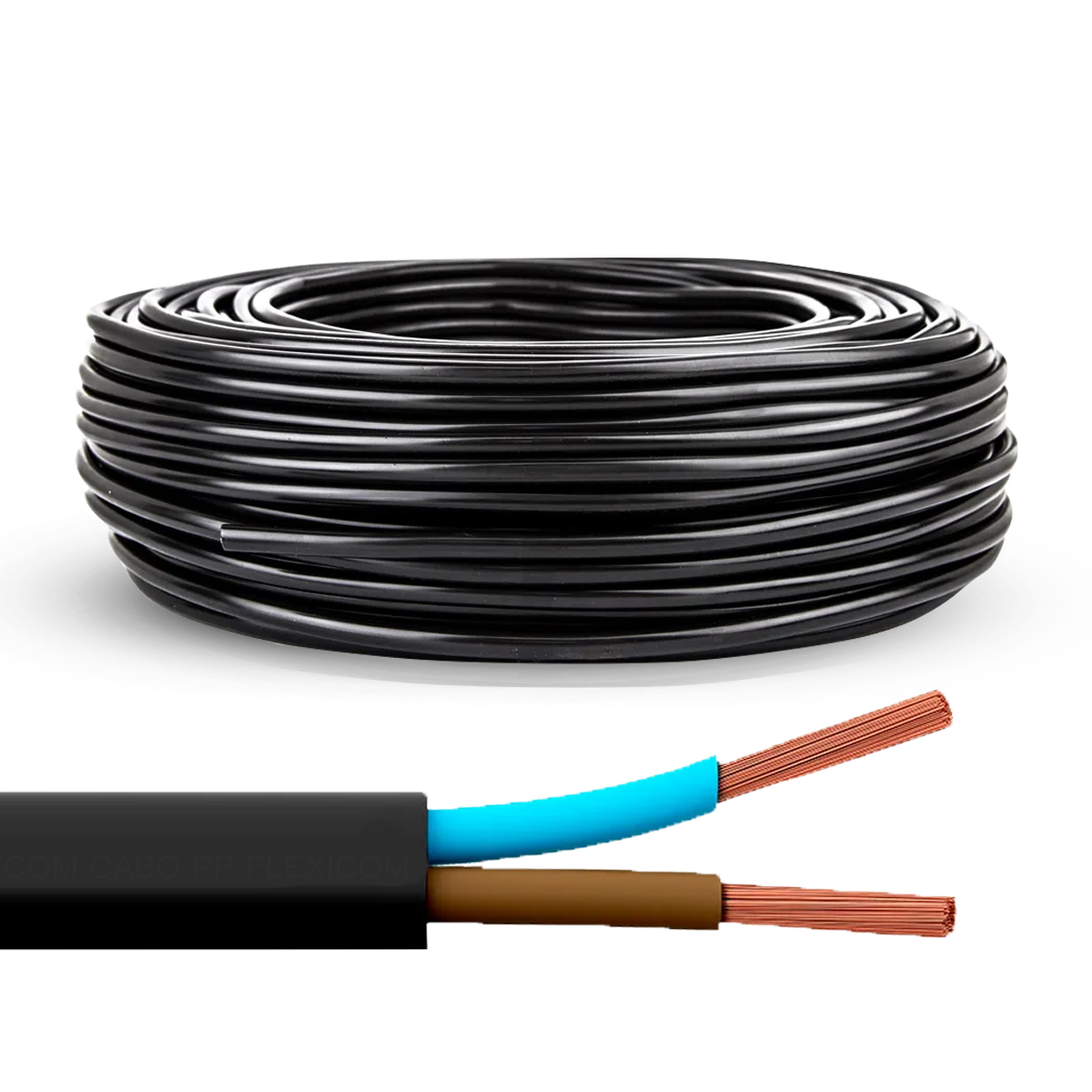 Cabo PP 500V PVC 2x1,50mm Preto 100 Metros - Sil