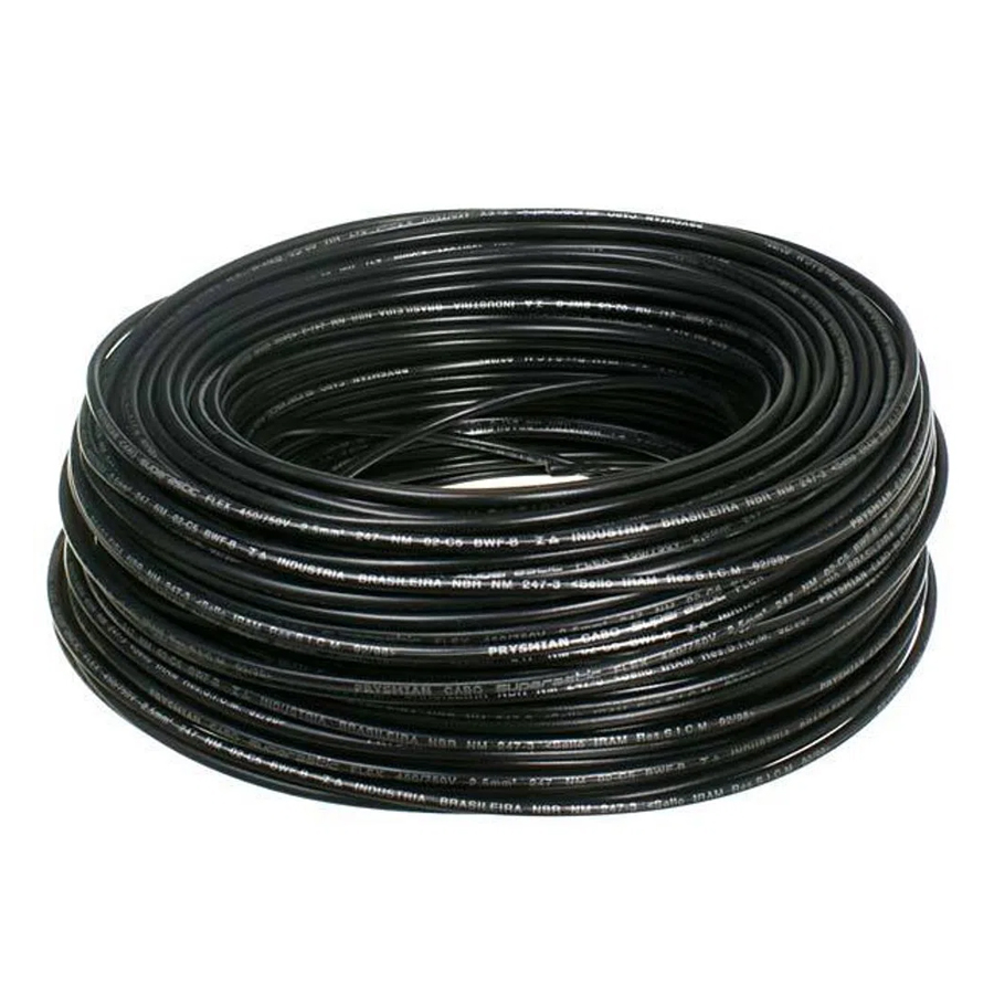 Cabo PP 500V PVC 4x2,50mm Preto 100 Metros - Prysmian
