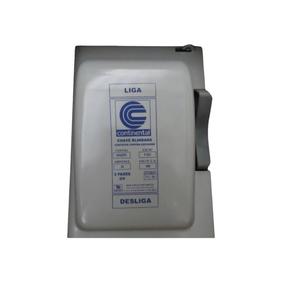 Chave Blindada Porta Fusível Trifásica 30A 600V Diazed Alavanca Cinza F-521 - Margirius