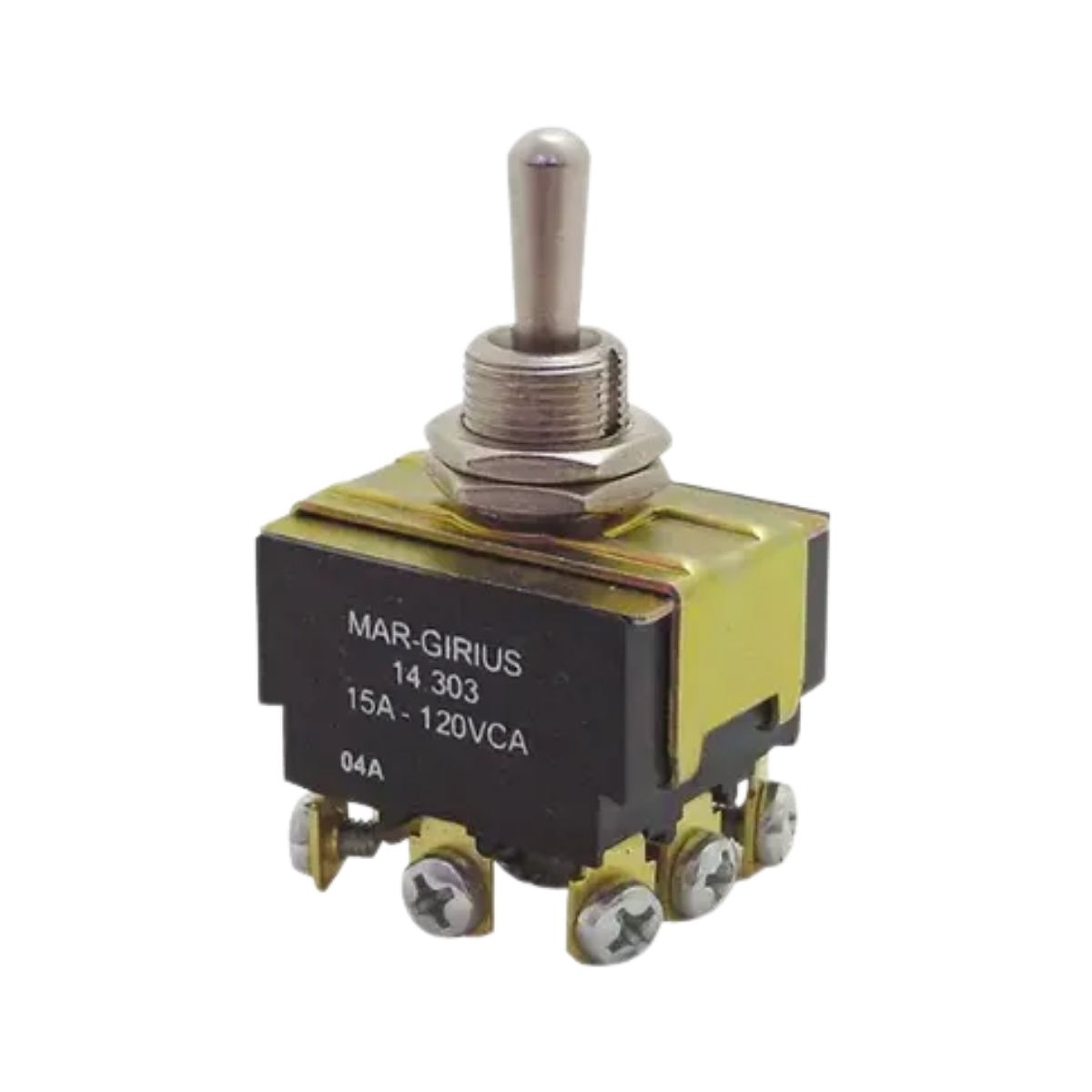 Chave Interruptor Alavanca Metálica Tripolar Liga/Desliga 15/10A 120/250V Cromada Standard Terminal Parafuso - Margirius