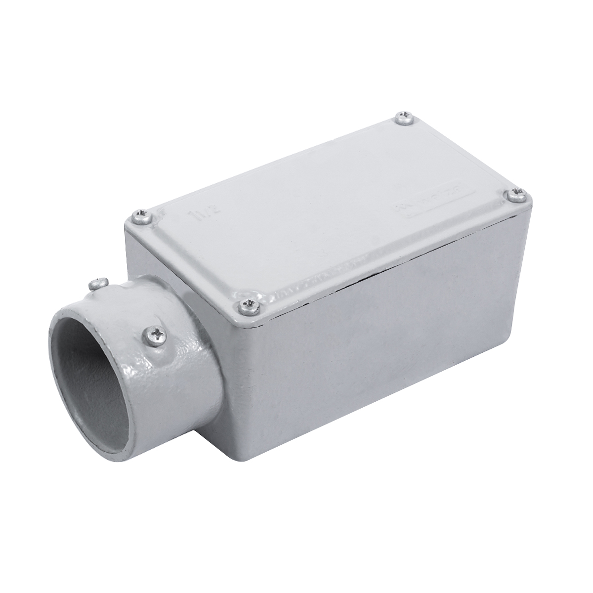 Condulete Alumínio Fixo Tipo E 2 Polegada Sem Rosca Com Pintura Cinza Com Tampa Sem Vedação - Wetzel