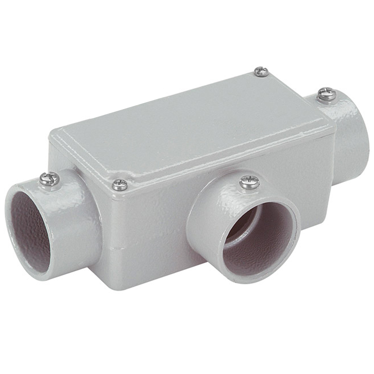 Condulete Alumínio Fixo Tipo T 1 Polegada Sem Rosca Com Pintura Cinza Com Tampa Sem Vedação - Wetzel