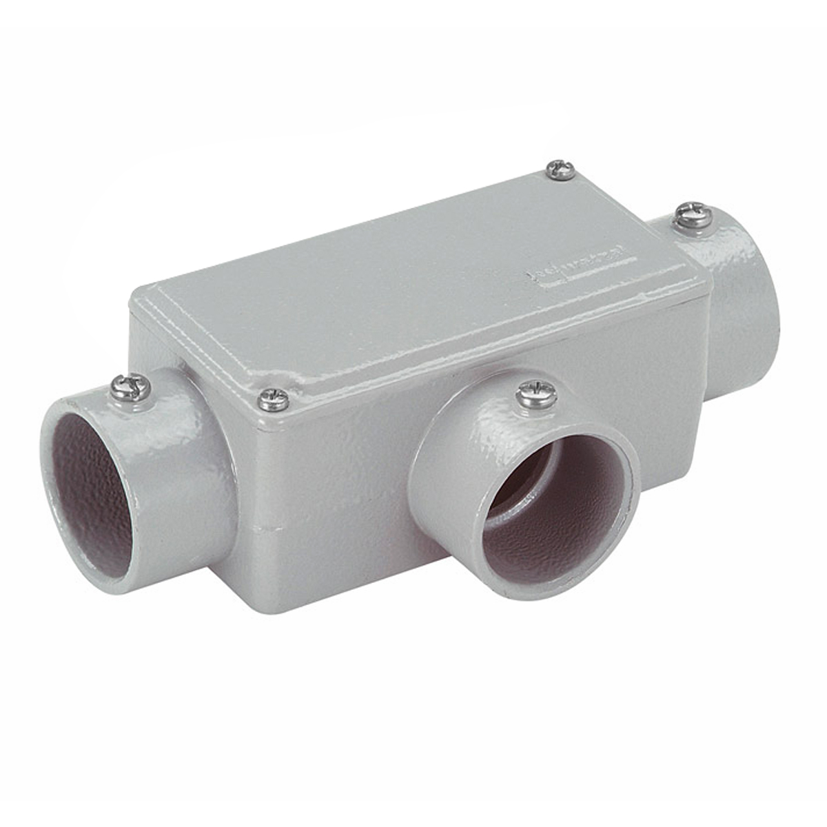 Condulete Alumínio Fixo Tipo T 3/4 Sem Rosca Com Pintura Cinza Com Tampa Sem Vedação - Wetzel