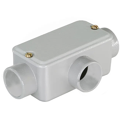 Condulete Alumínio Fixo Tipo Tb 1.1/4 Sem Rosca Com Pintura Cinza Com Tampa Sem Vedação - Wetzel