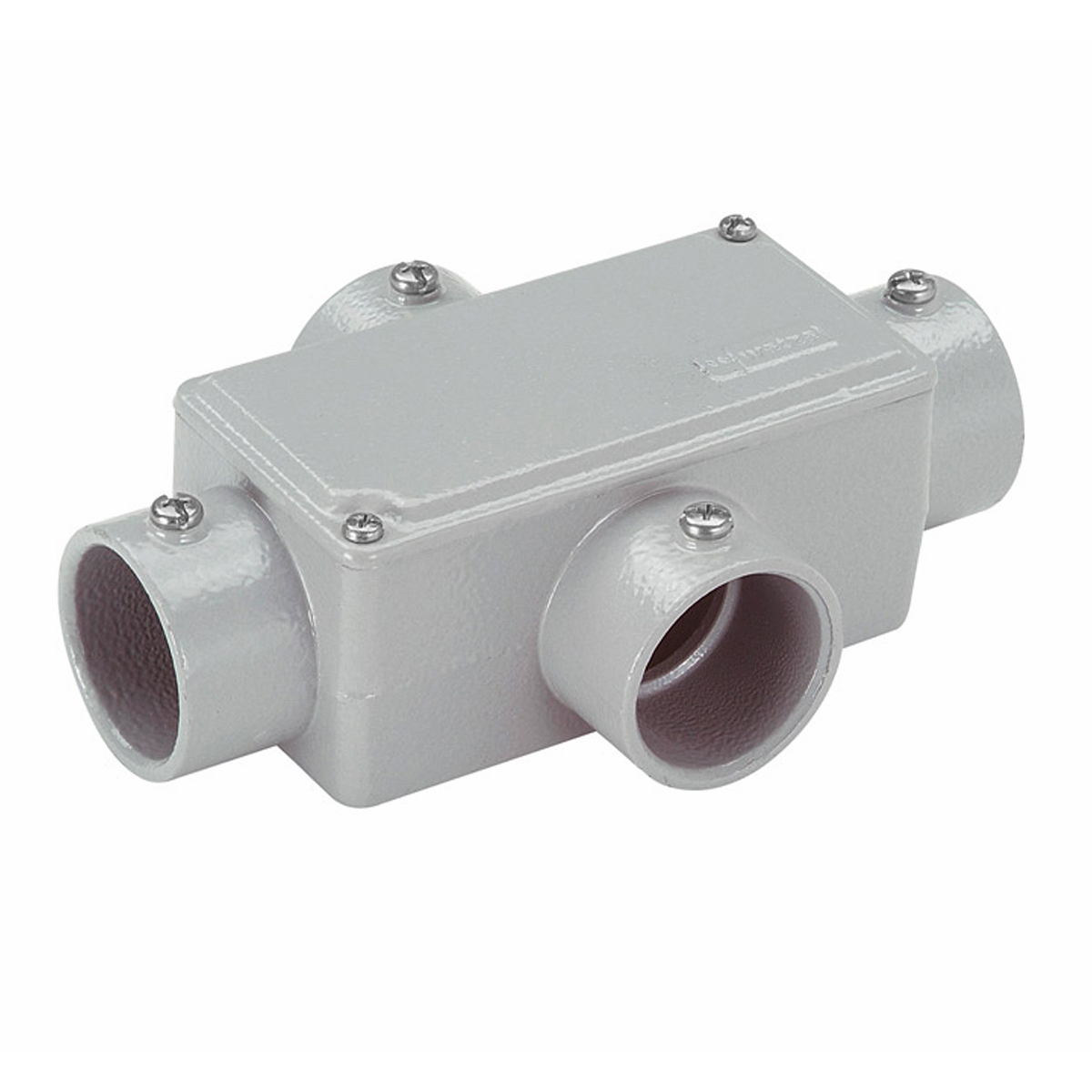 Condulete Alumínio Fixo Tipo X 1 Polegada Sem Rosca Com Pintura Cinza Com Tampa Sem Vedação - Wetzel