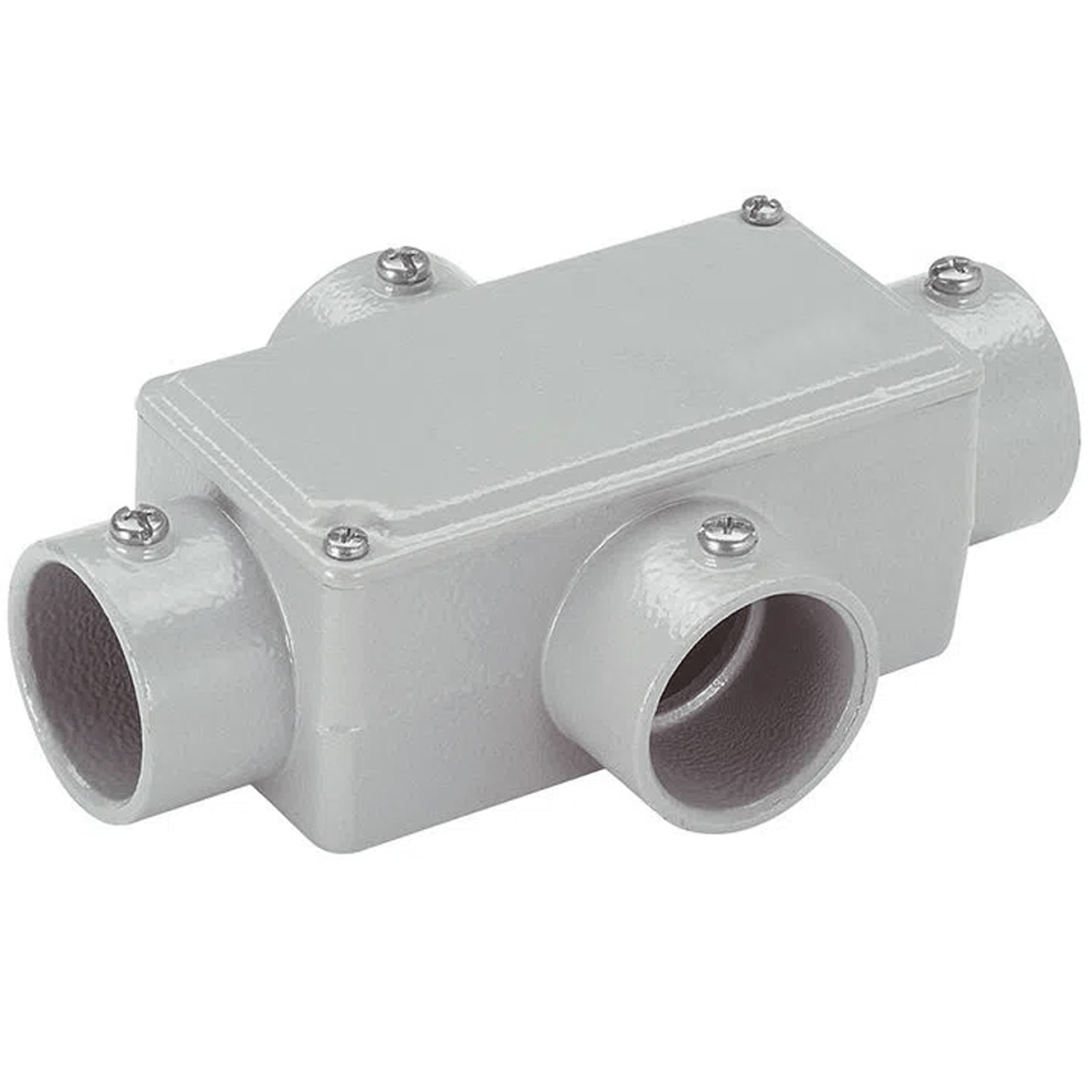 Condulete Alumínio Fixo Tipo X 2 Polegada Sem Rosca Com Pintura Cinza Com Tampa Sem Vedação - Wetzel