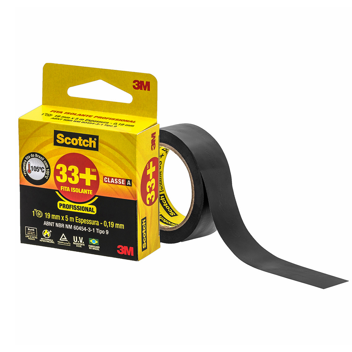 Fita Isolante 19mm 5 Metros Preto Scotch 33+ HB004162127 - 3M Do Brasil