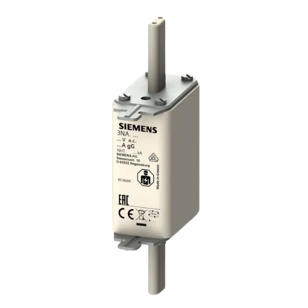 Fusível Nh Hrc Retardado Gg/Gl 63A 500V 120Ka T-1 Indicador Frontal 3NA3122 - Siemens