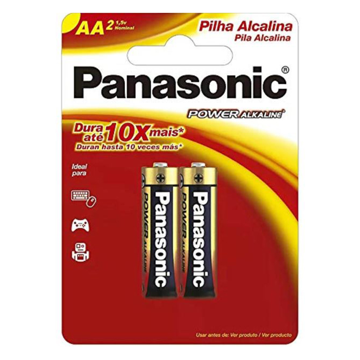 Pilha Alcalina Pequena 1,5V AA Cartela Com 2 Unidades - Panasonic