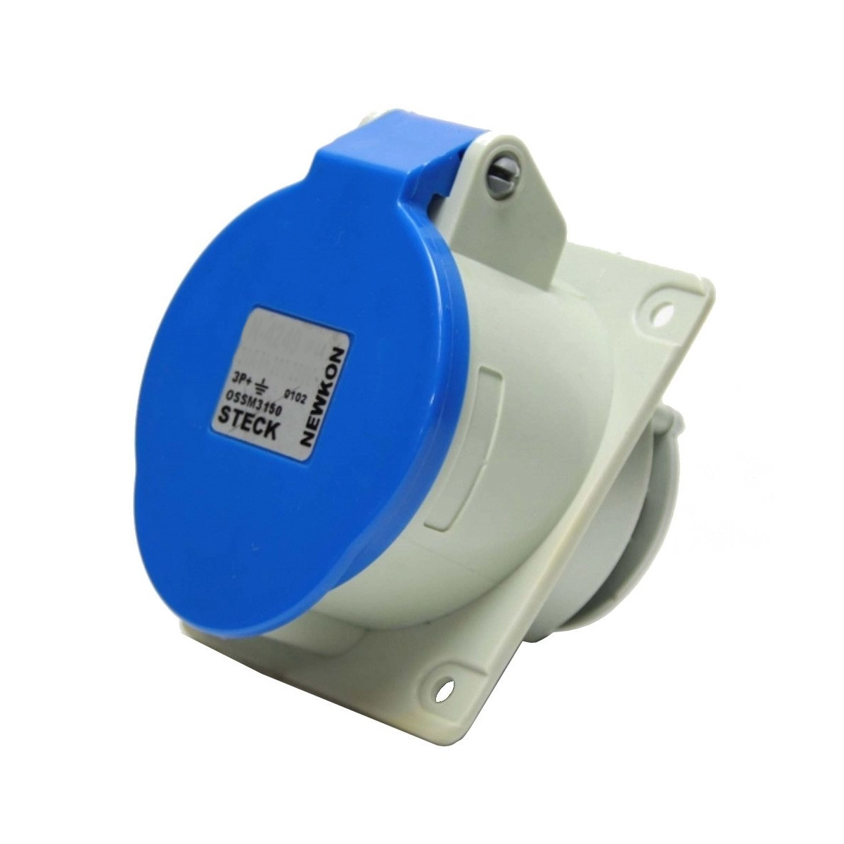 Tomada Industrial Fêmea Embutir 3P+T 32A 220/240V 9H Azul Newkon N4249 - Steck