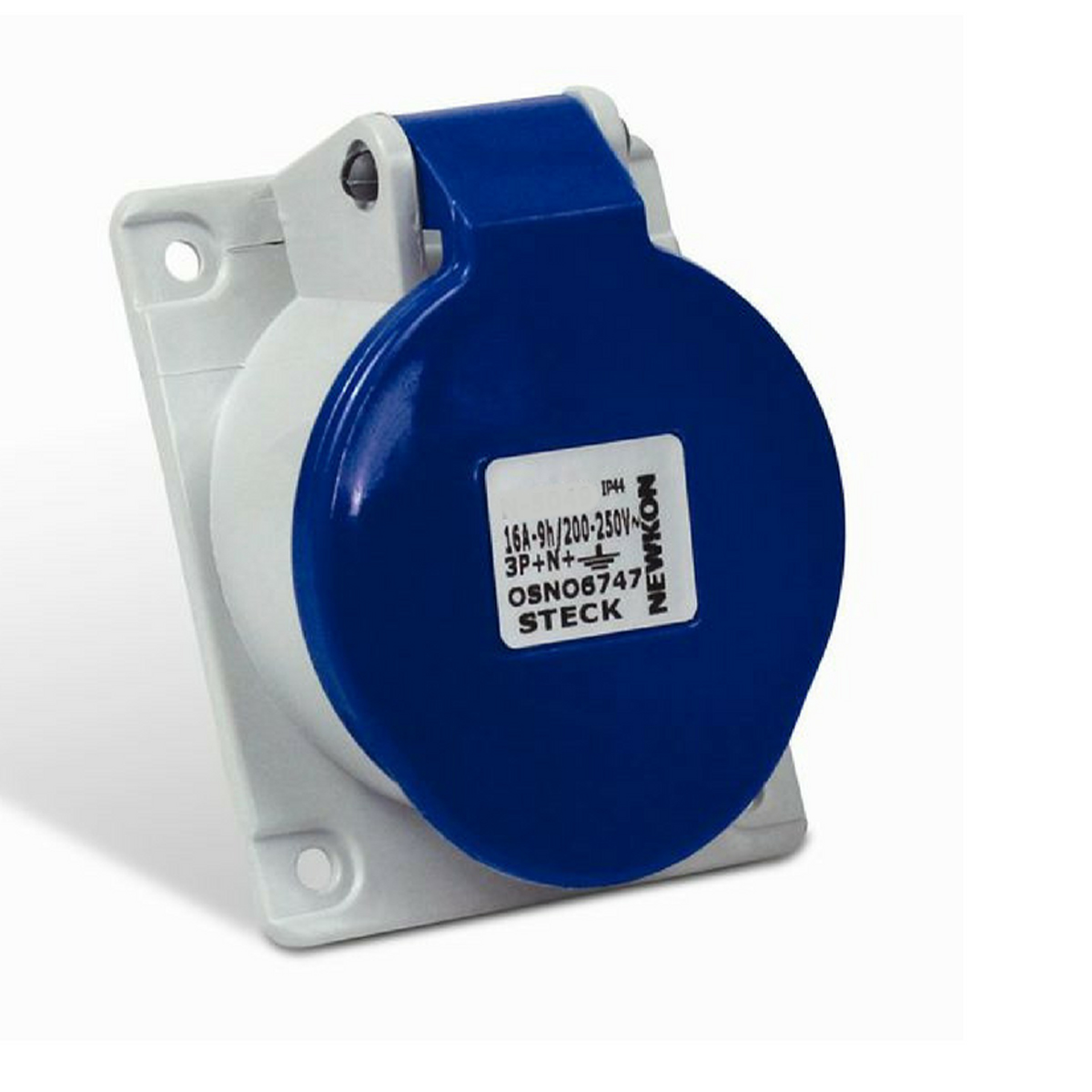 Tomada Industrial Fêmea Embutir 3P+T 16A 220/240V 9H Azul Newkon N4049 - Steck