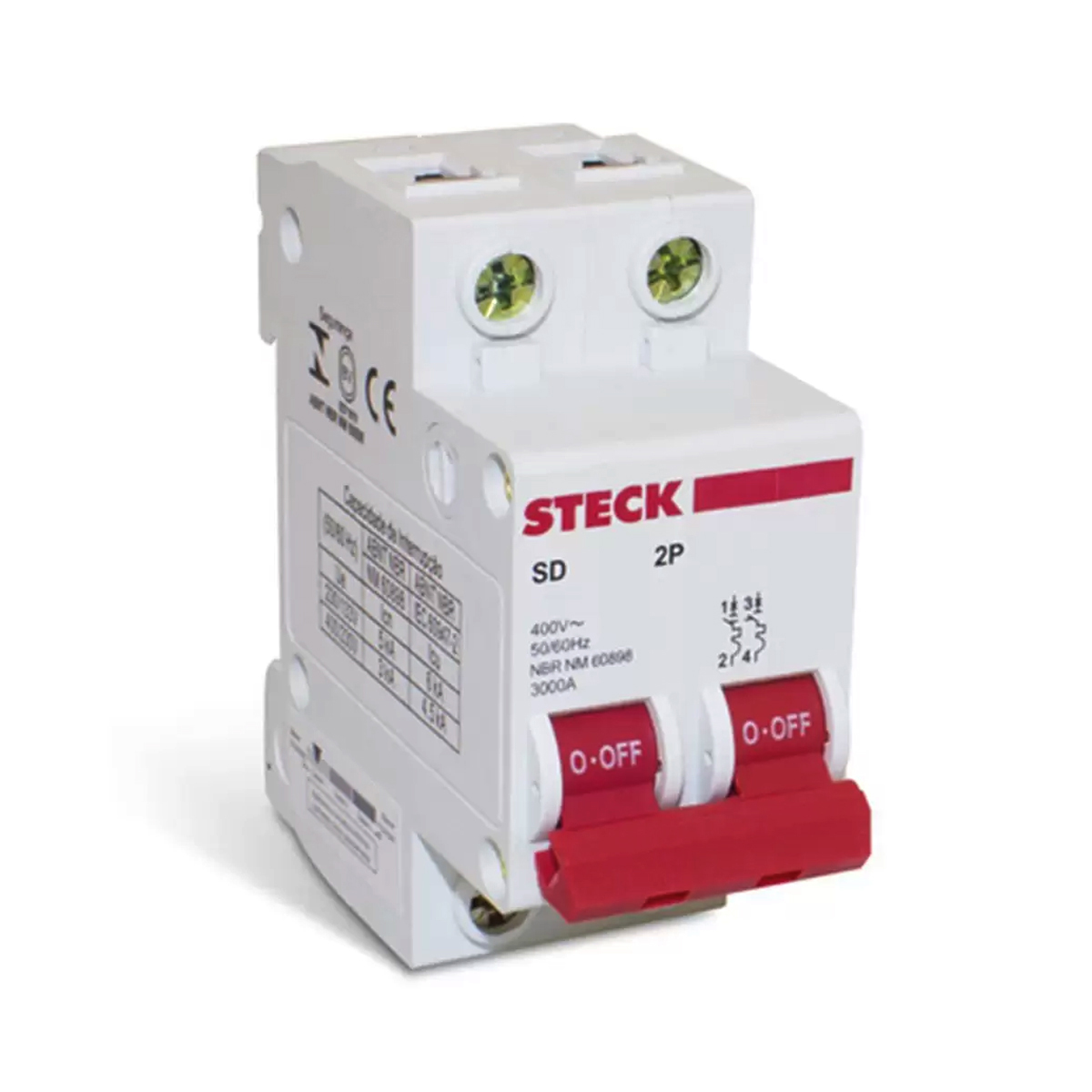 Disjuntor Mini Din Bipolar 25A Curva C 3Ka 230/400V SDD62C25 - Steck