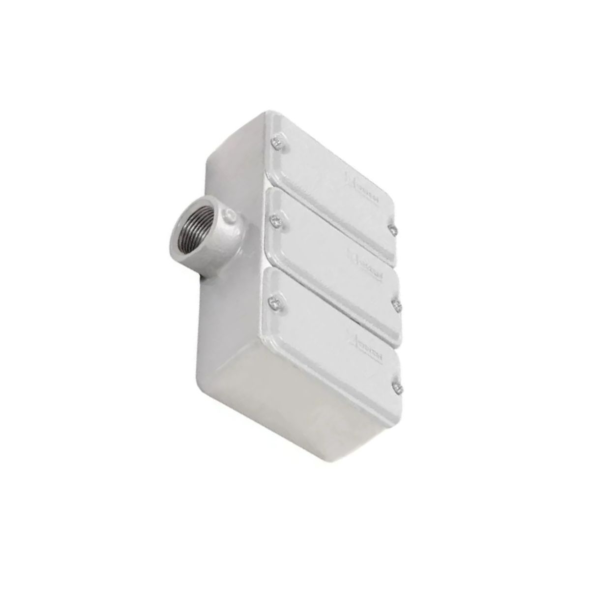 Condulete Alumínio Triplo Tipo E 3/4 C/Rosca Bsp C/Pintura Cinza C/Tampa S/Vedação - Wetzel