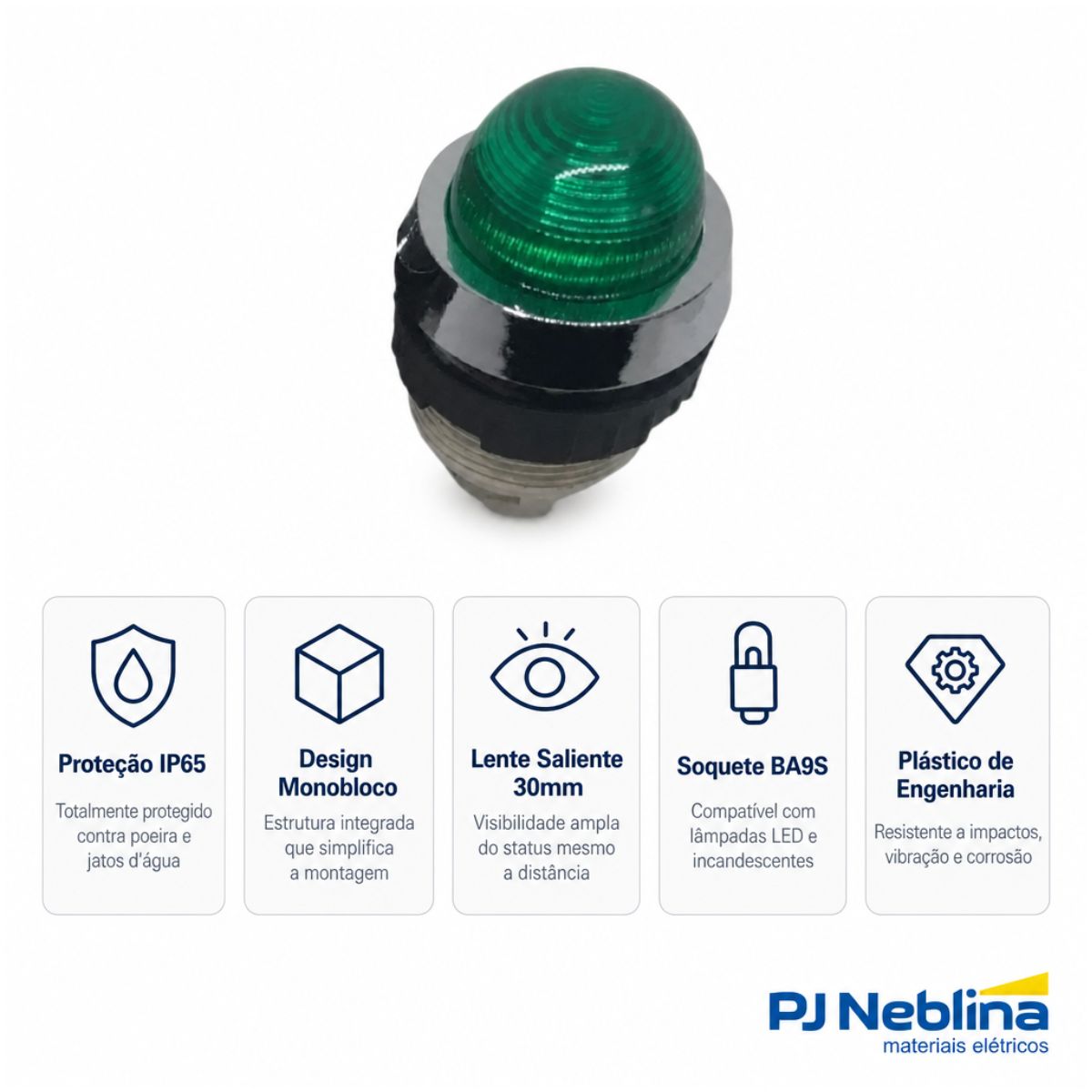 Sinaleiro Monobloco Saliente Redondo 30Mm Plástico Verde Plástico Preto Ip65 - Ace Schmersal