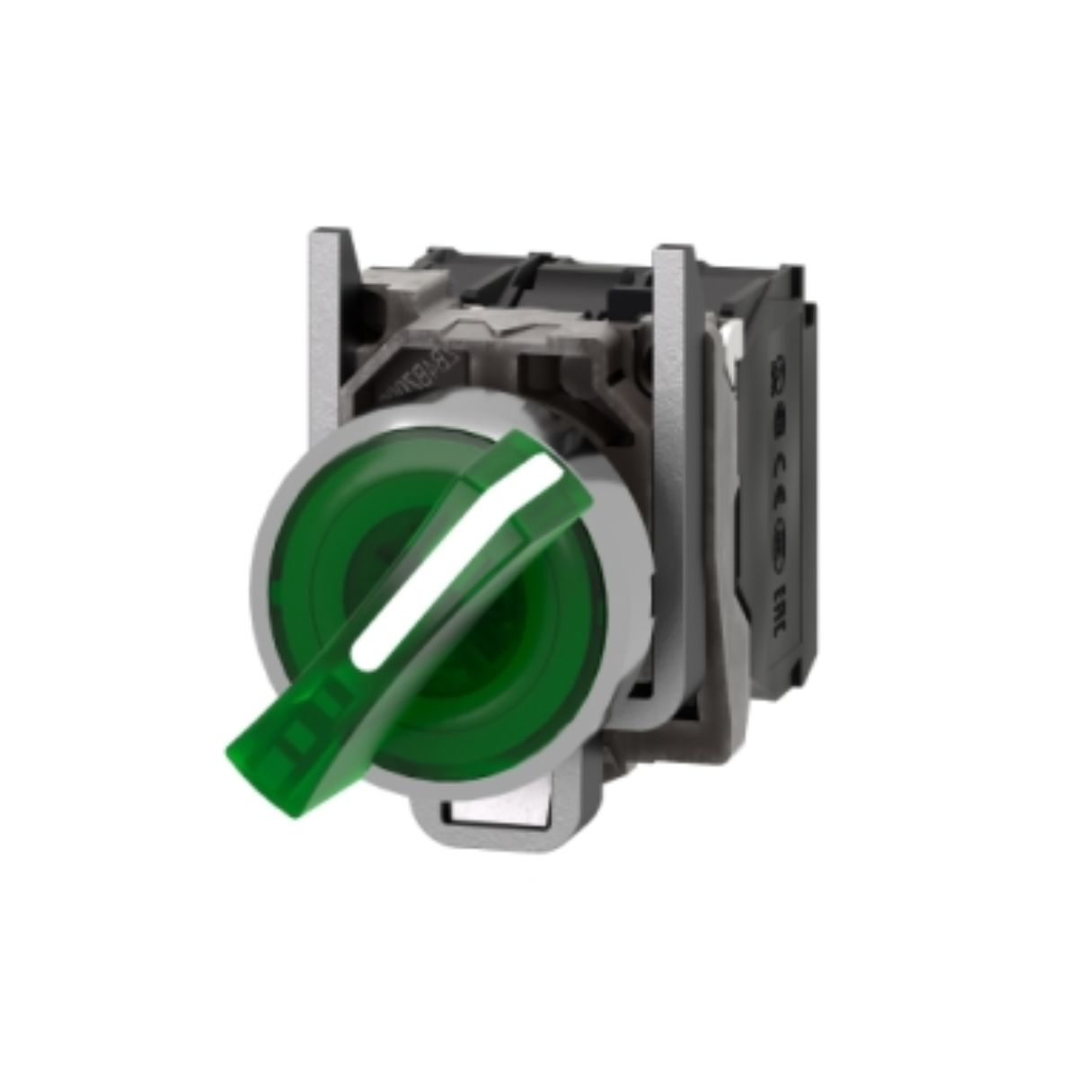 Botão Comutador Knob Curto Iluminado 2 Posição Fixa 90G 22Mm Zamak Verde 1Na+1Nf Led 230V - Schneider