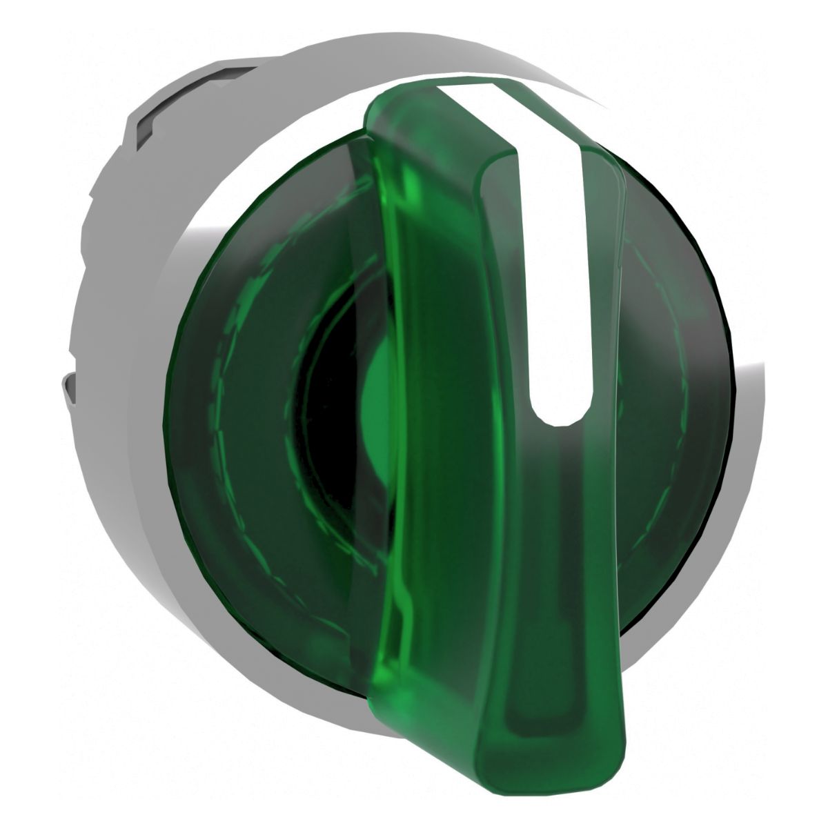 Frontal Comutador Knob Curto Iluminado 3 Posições Fixas 45G 22Mm Metálico Verde Led ZB4BK1333 - Schneider Eletric