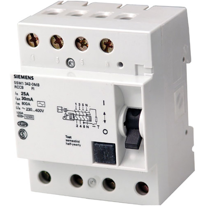 Dispositivo Diferencial Residual Tetrapolar 25A 30Ma 230/400V Tipo Ac 5SM13420MB - Siemens