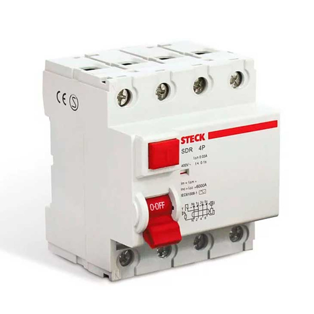 Interruptor Diferencial Residual Tetrapolar 100A 30Ma SDR4100003 - Steck