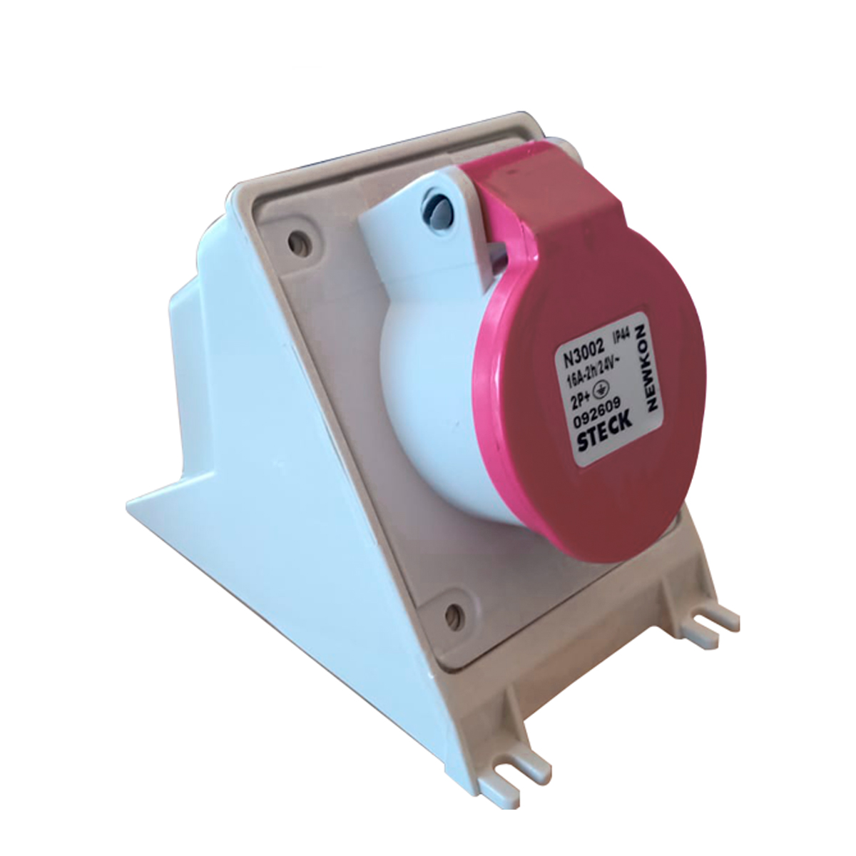 Tomada Industrial Fêmea Sobrepor 2P+T 16A 24V 2H Violeta Newkon N3002 - Steck