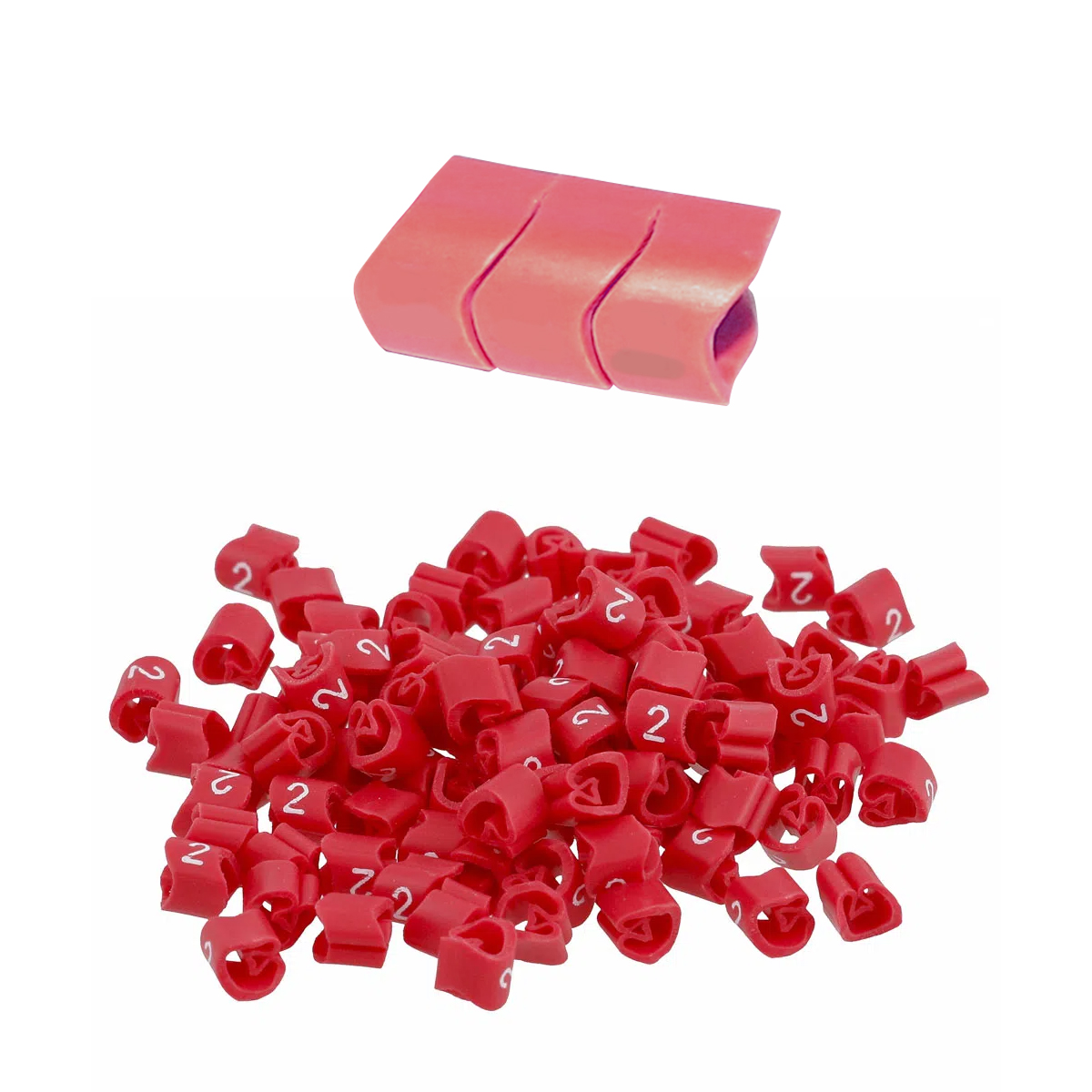 Marcador Anilha Mhg2/5 Número 2 Vermelho Condutor 0,50-6,00mm Com 1000 Unidades - Hellermann