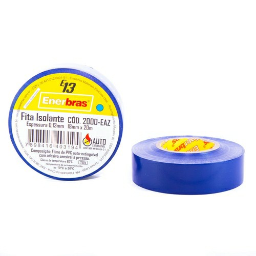 Fita Isolante Colorida 18mm 20 Metros Azul E13 2000-EAZ - Enerbras