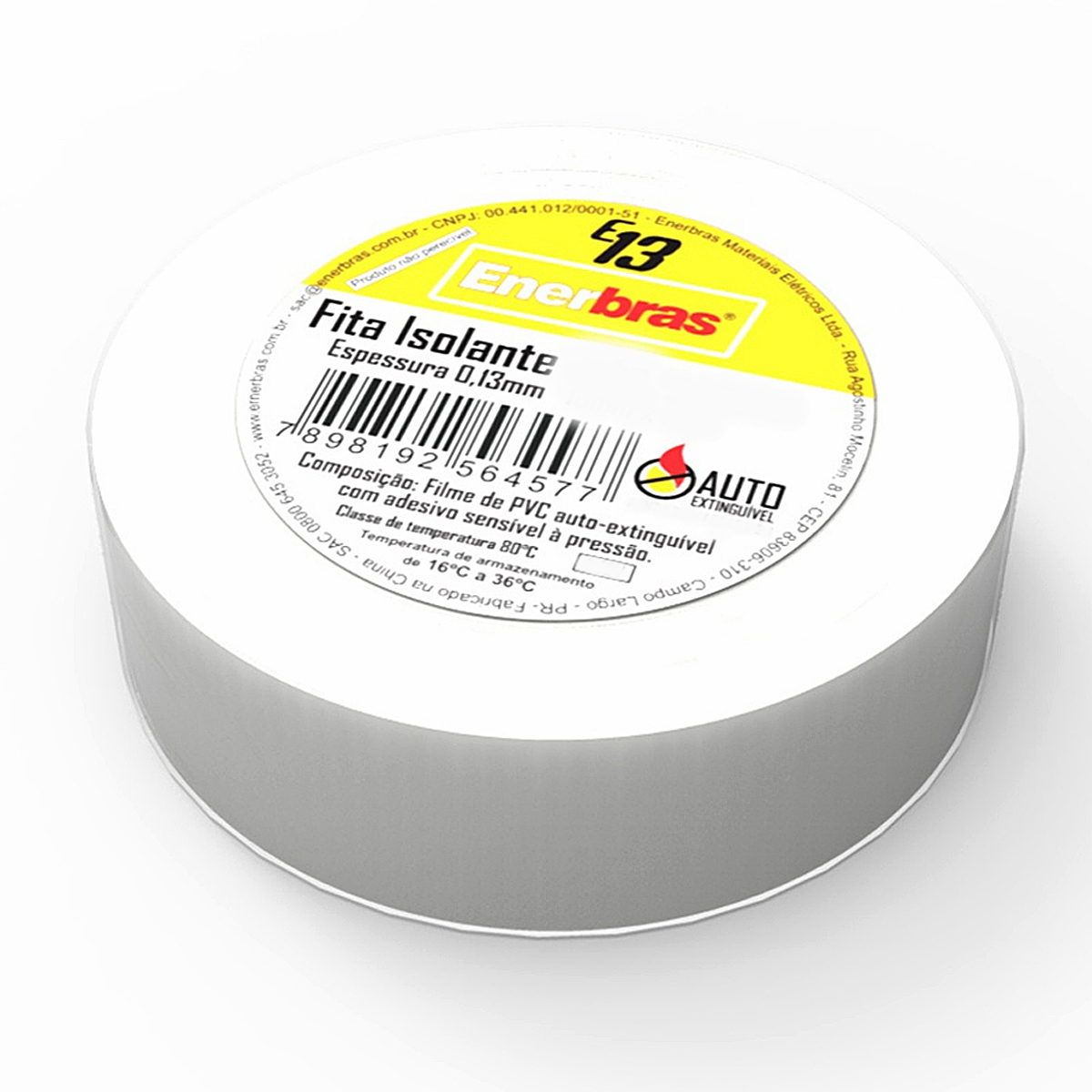 Fita Isolante Colorida 18mm 20 Metros Branco E13 2000-EBR - Enerbras
