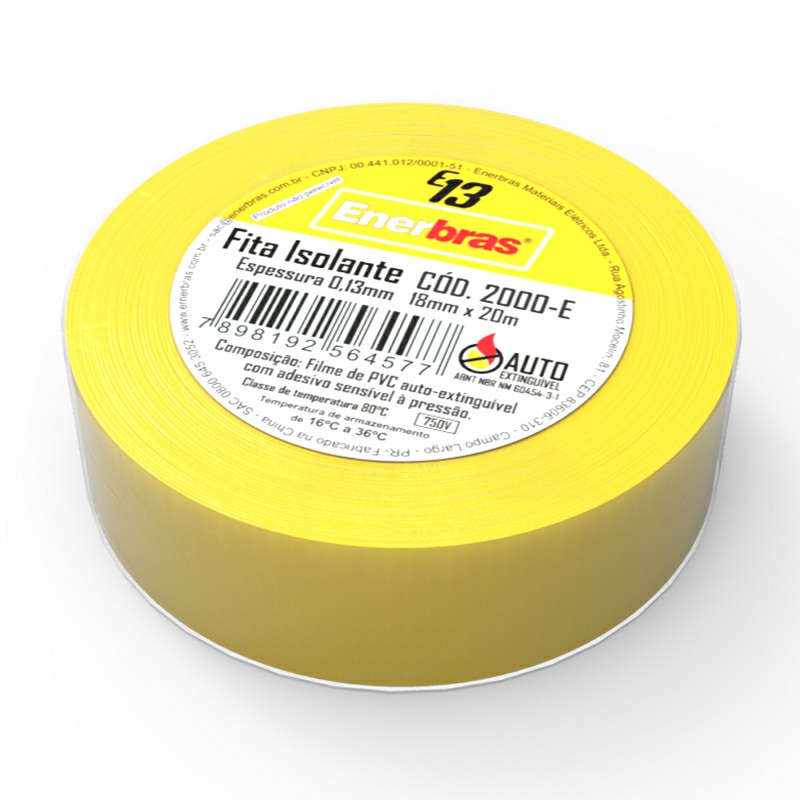 Fita Isolante Colorida 18mm 20 Metros Amarela E13 2000-EAM - Enerbras