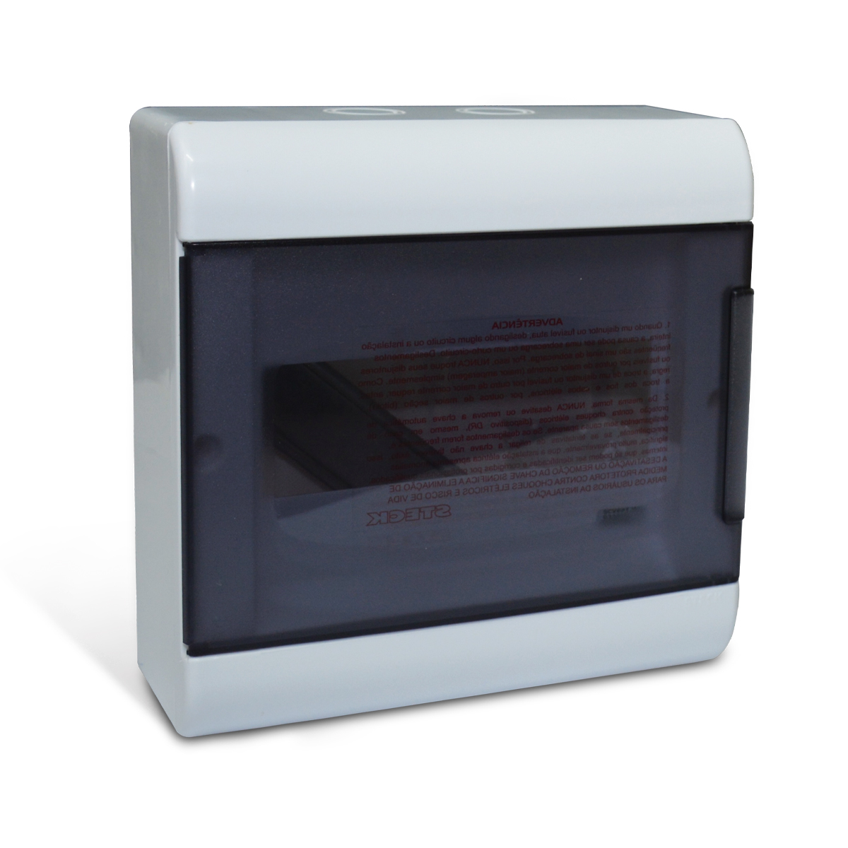 Centrinho Distribuição Sobrepor Para 8 Disjuntor Din 208X210X96mm Transparente S/Barramento - Steck