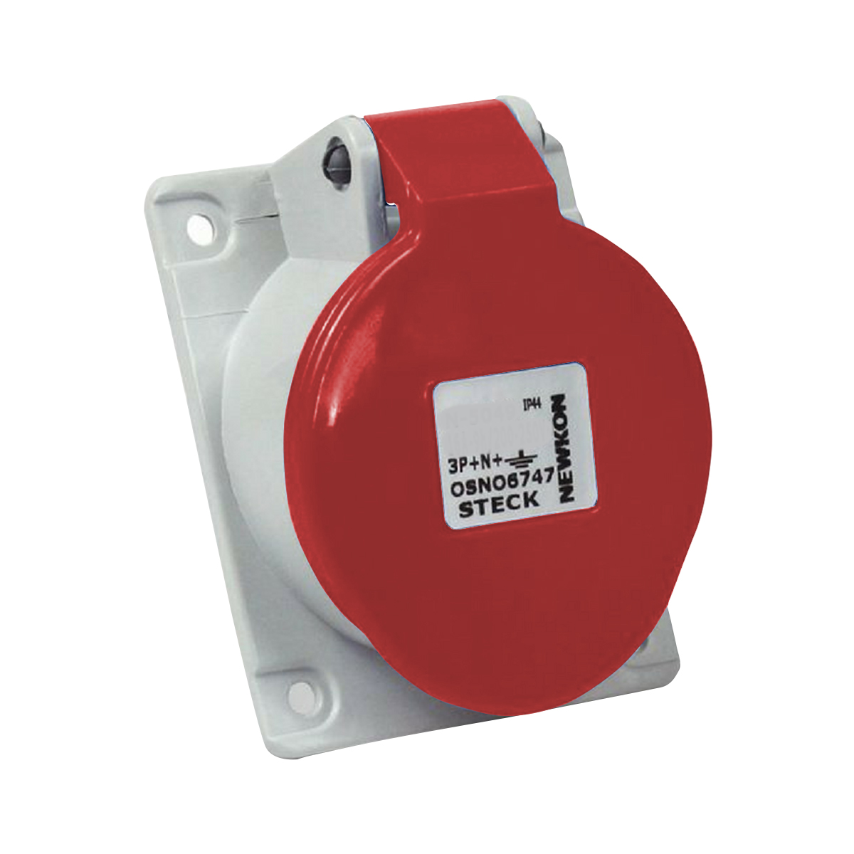 Tomada Industrial Fêmea Embutir 4P+T 32A 380/440V 6H Vermelho Newkon N5246 - Steck