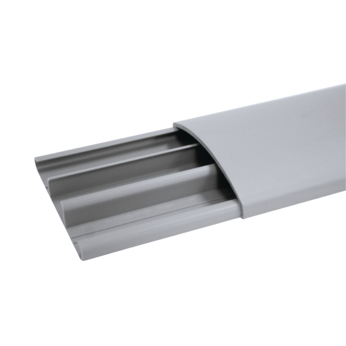 Canaleta Pvc Piso 75X17 (Br C/2M) Cinza C/Tampa C/Divisória S/Adesivo - Hellermann