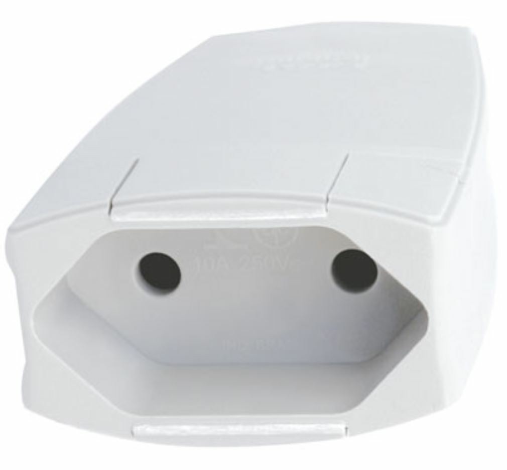 Plug Fêmea 2 Polos 10A 250V Branco Axial Com Prensa Cabo - Pial