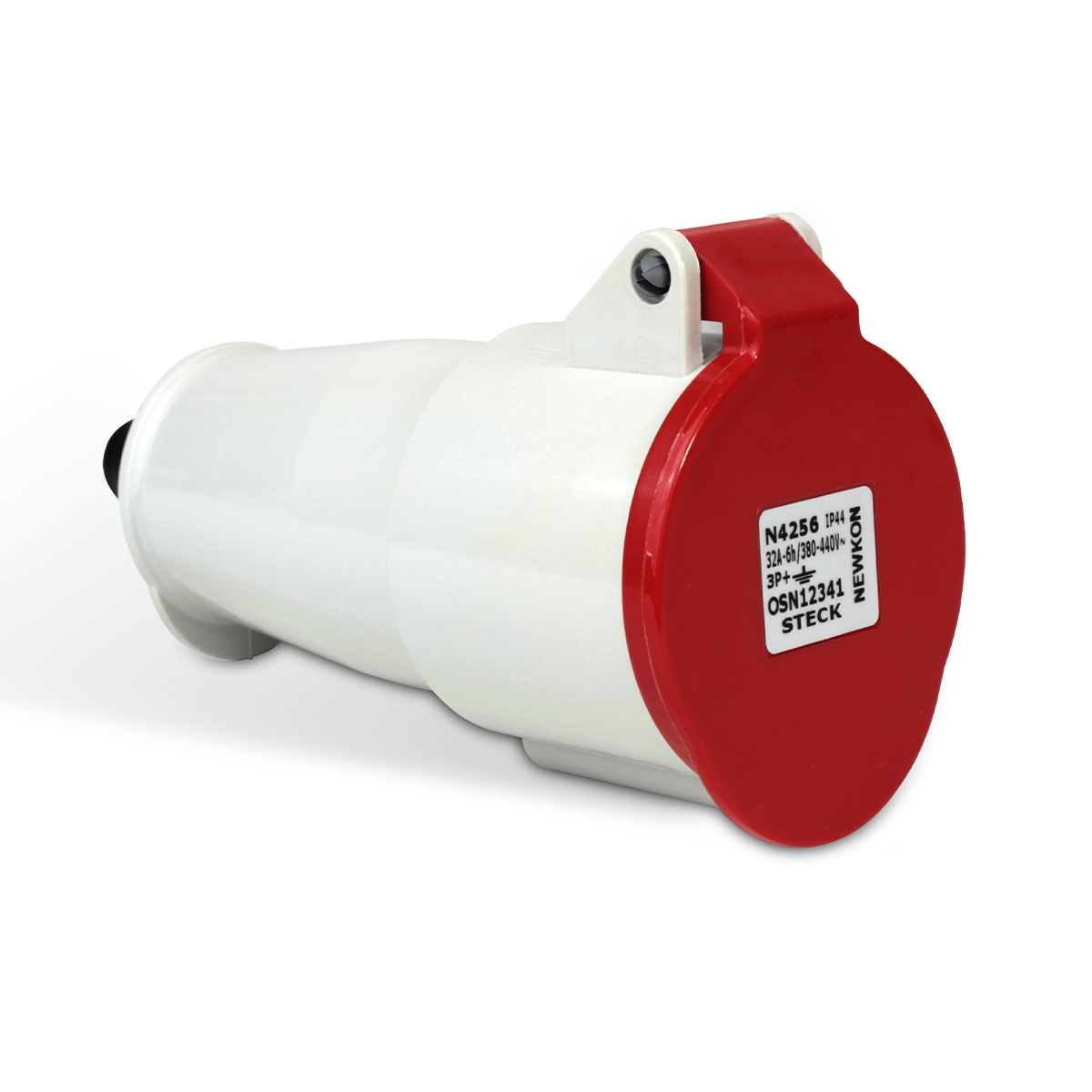 Tomada Industrial Fêmea Acoplamento 3P+T 32A 380/440V 6H Vermelho Newkon N4256 - Steck