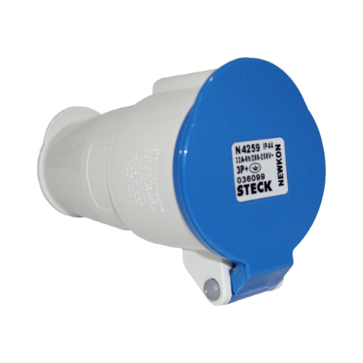 Tomada Industrial Fêmea Acoplamento 3P+T 32A 220/240V 9H Azul Newkon N4259 - Steck