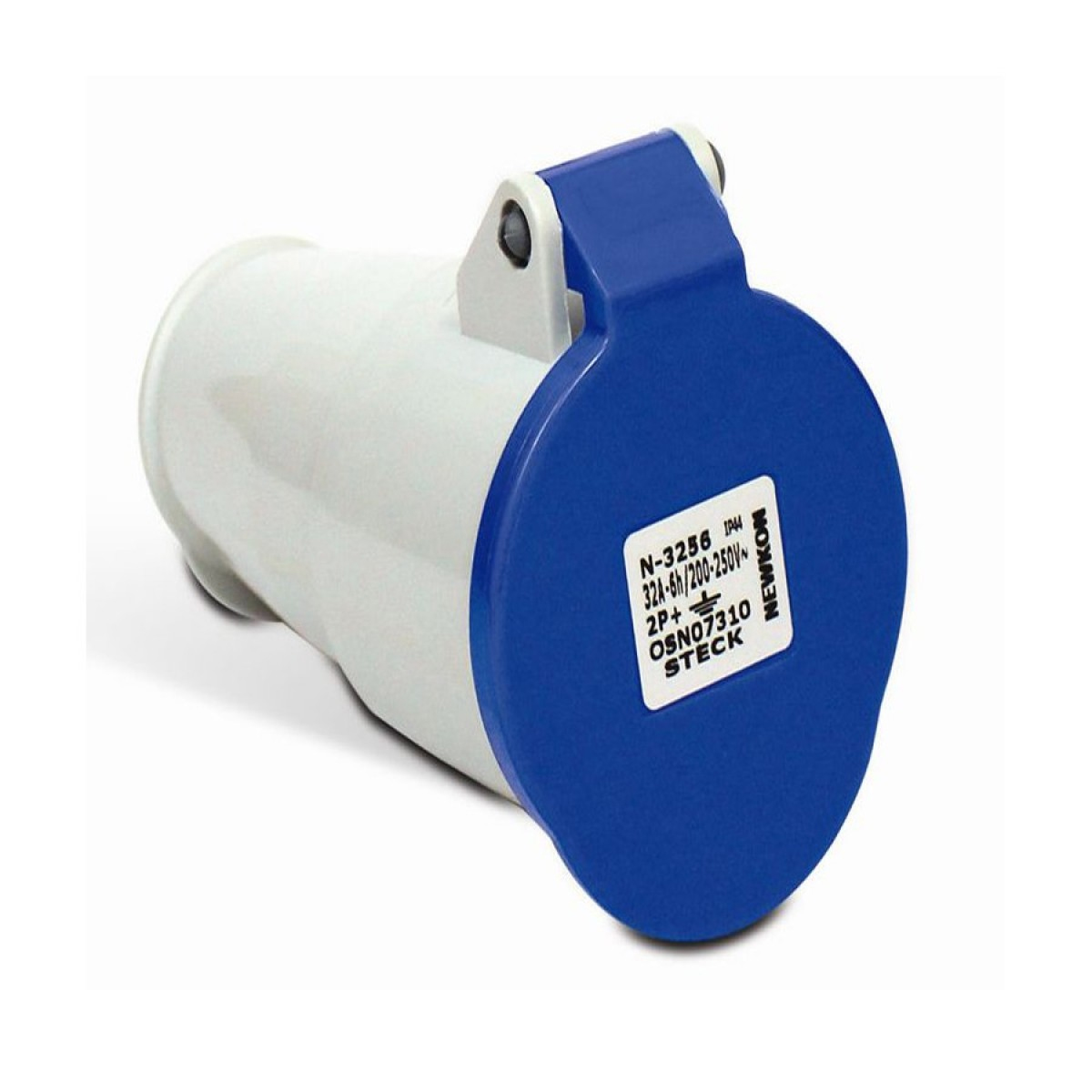 Tomada Industrial Fêmea Acoplamento 2P+T 32A 200/250V 6H Azul Newkon N3256 - Steck