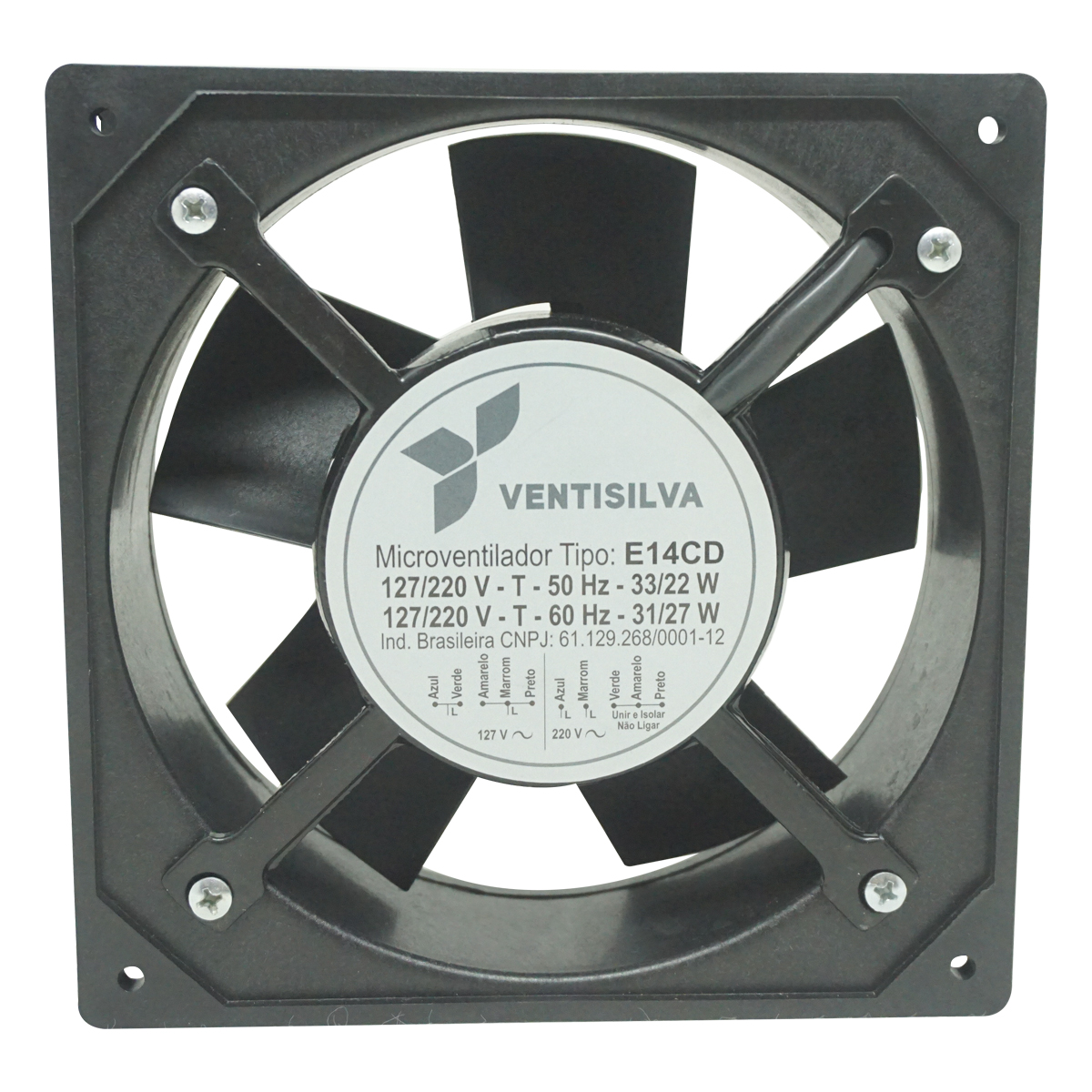 Microventi Axial 162X162X55mm 110/220V 257/123Ma 3320/3150Rpm Nylon - Ventisilva