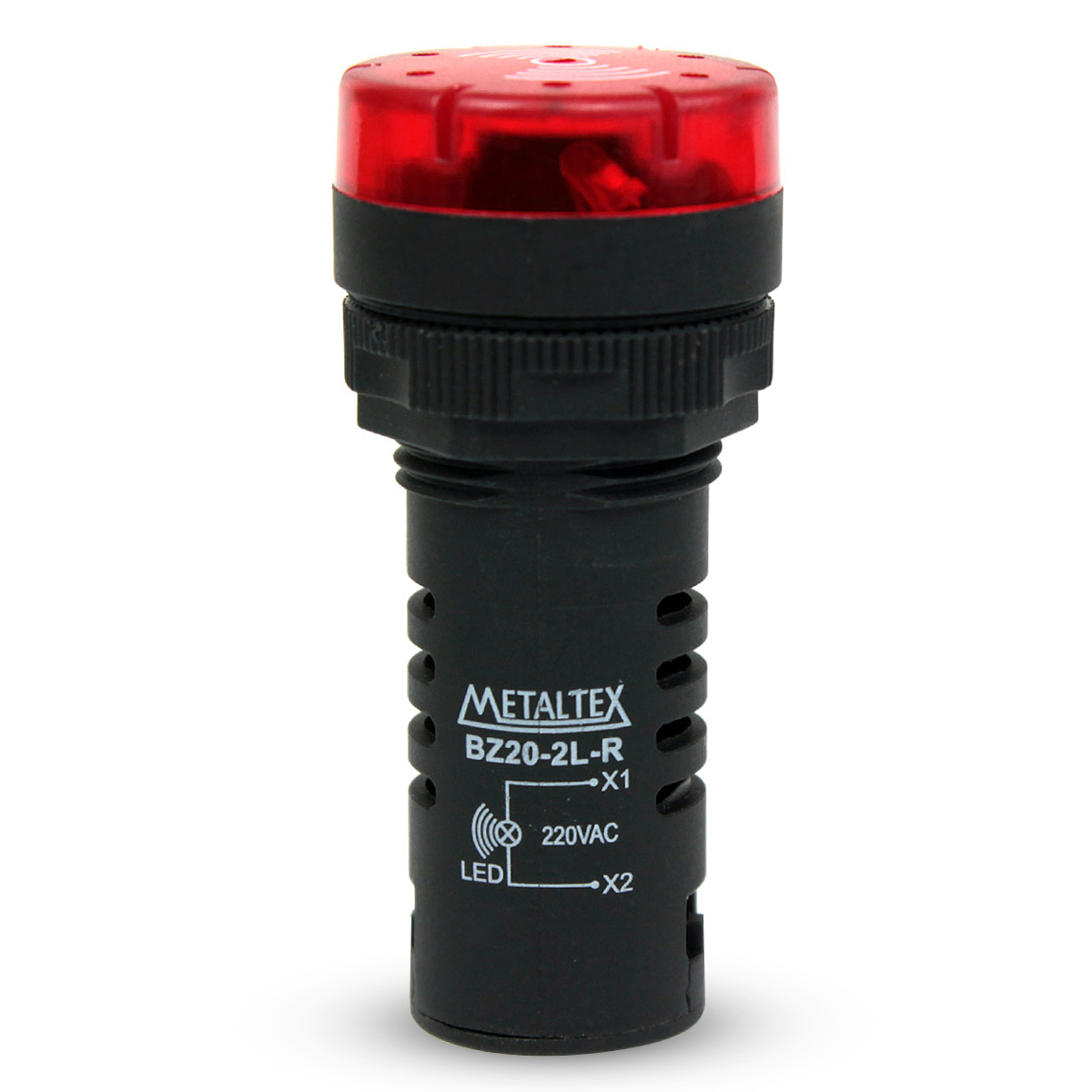 Sinalizador Sonoro Led 220Vca Vermelho 22mm - Metaltex