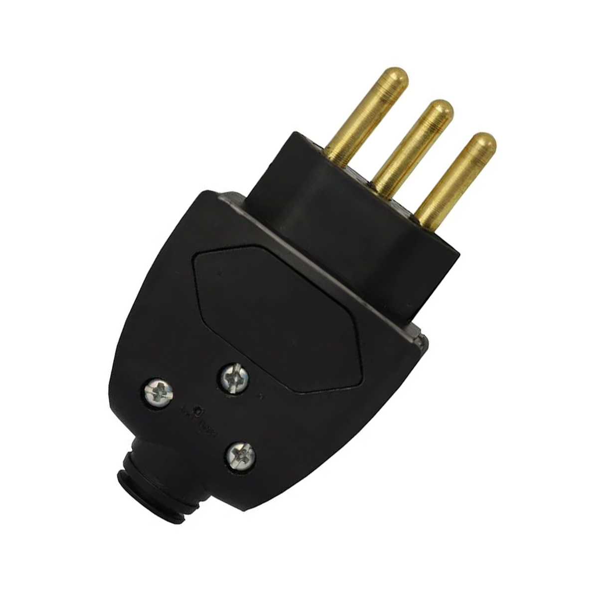 Plug Macho 10A 250V Preto Lateral/Axial Com Prensa Cabo - Pial