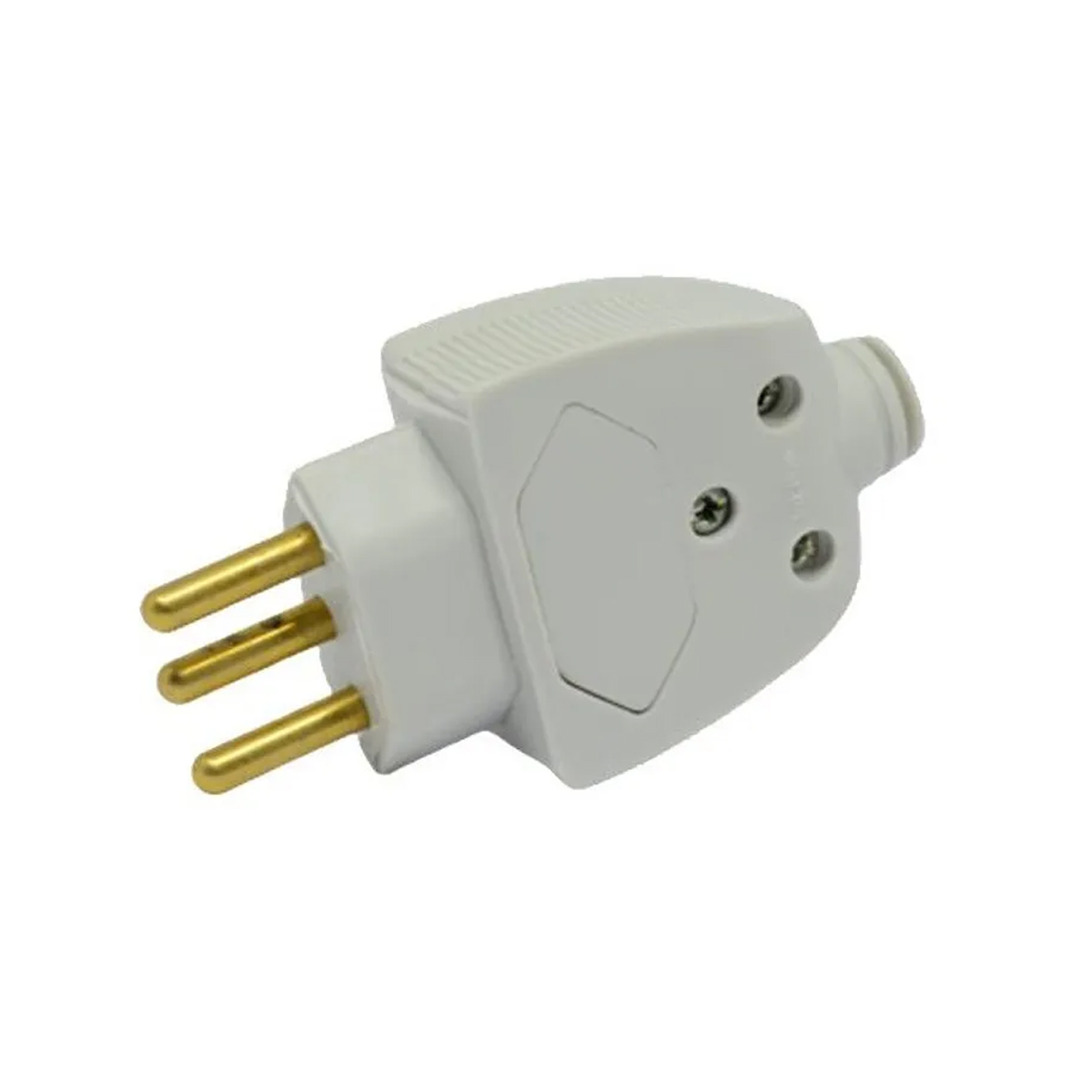 Plug Macho 20A 250V Branco Lateral/Axial Com Prensa Cabo - Pial