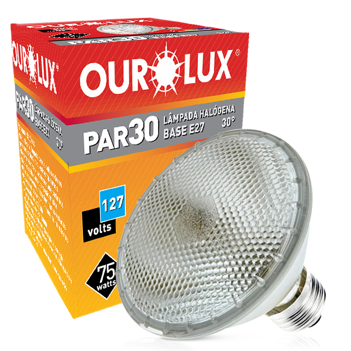Lâmpada Halógena Par30 75W 127V E27 Luz Amarela 30G Dimerizável - Ourolux