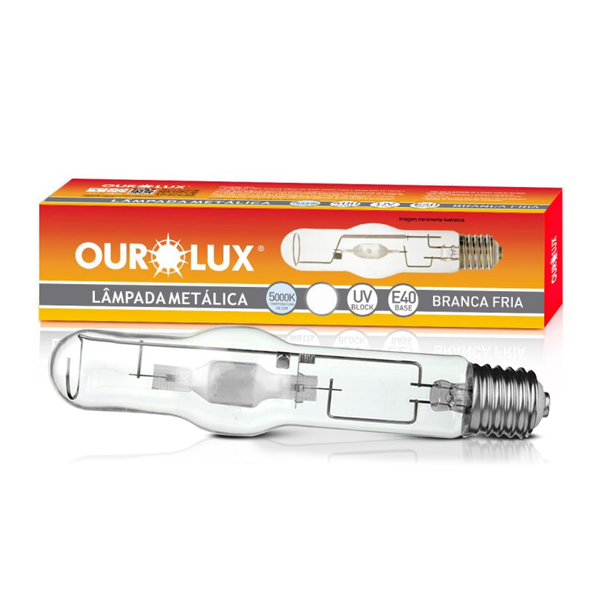 Lâmpada Vapor Metálico Tubular 250W E40 5000K Luz Do Dia - Ourolux