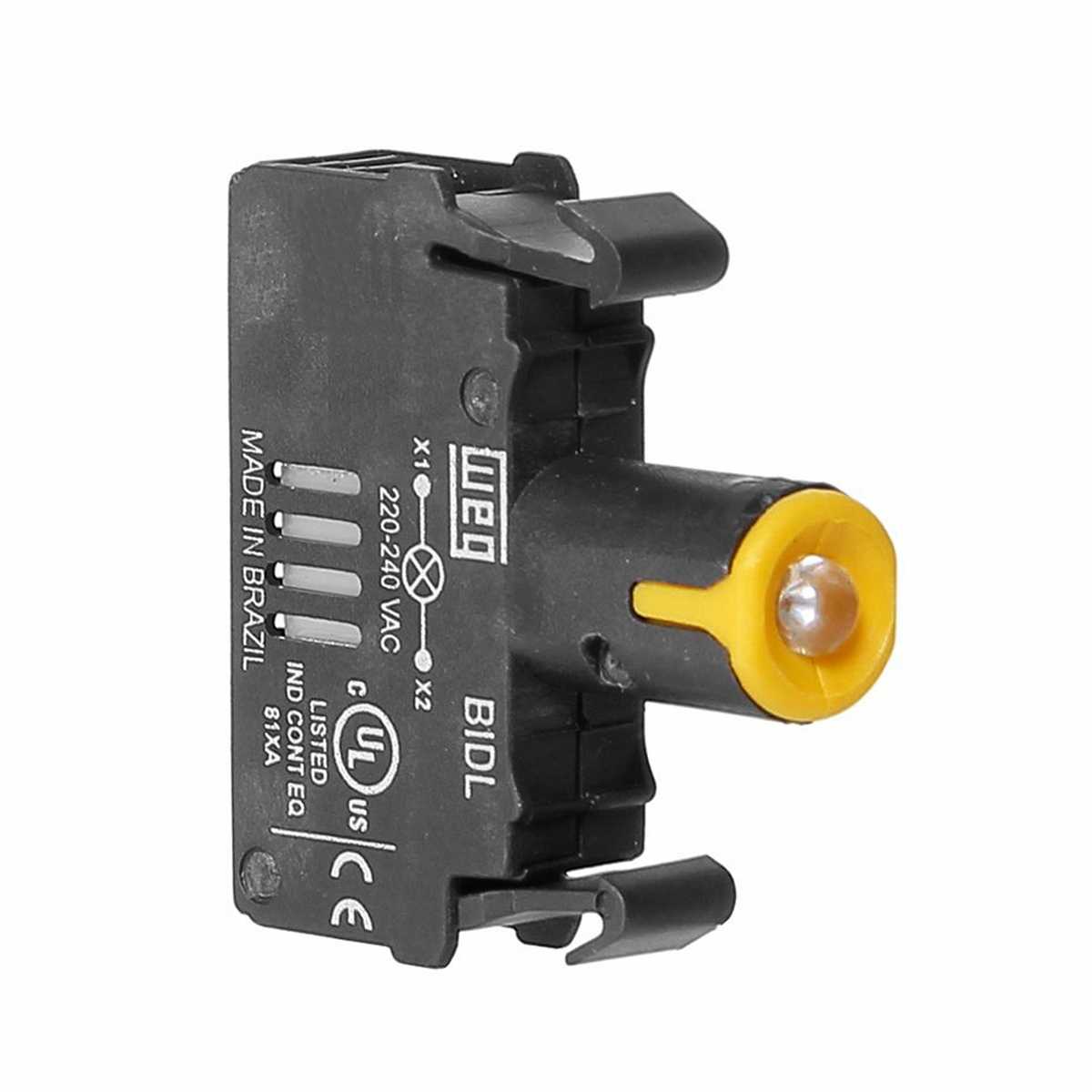 Bloco Contato Iluminado Led Para Botão Sinaleiro 220-240V Amarela CSW-BIDL-3D66 - WEG