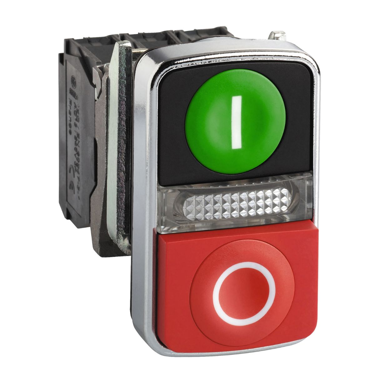 Botão Comando Pulsador Faceado/Saliente Iluminado Retangular 22Mm Metálico Verde/Vermelho 1Na+1Nf Led 220-240V (I/O) XB4BW73731M5 - Schneider Eletric