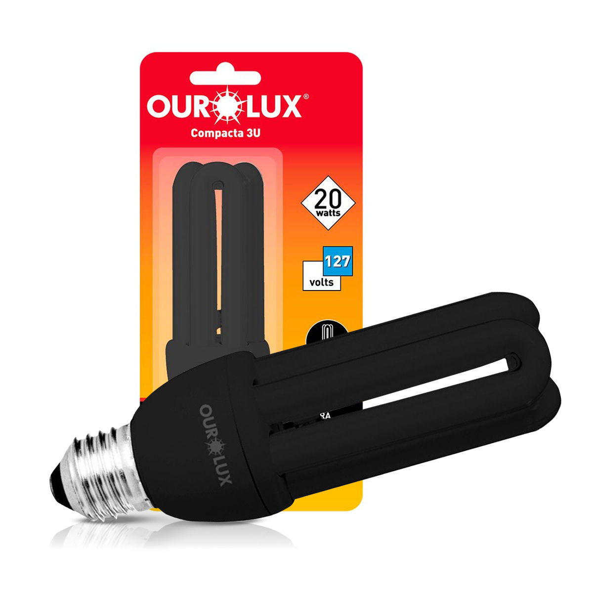 Lâmpada Luz Negra Compacta 3U 20W 127V E27 - Ourolux