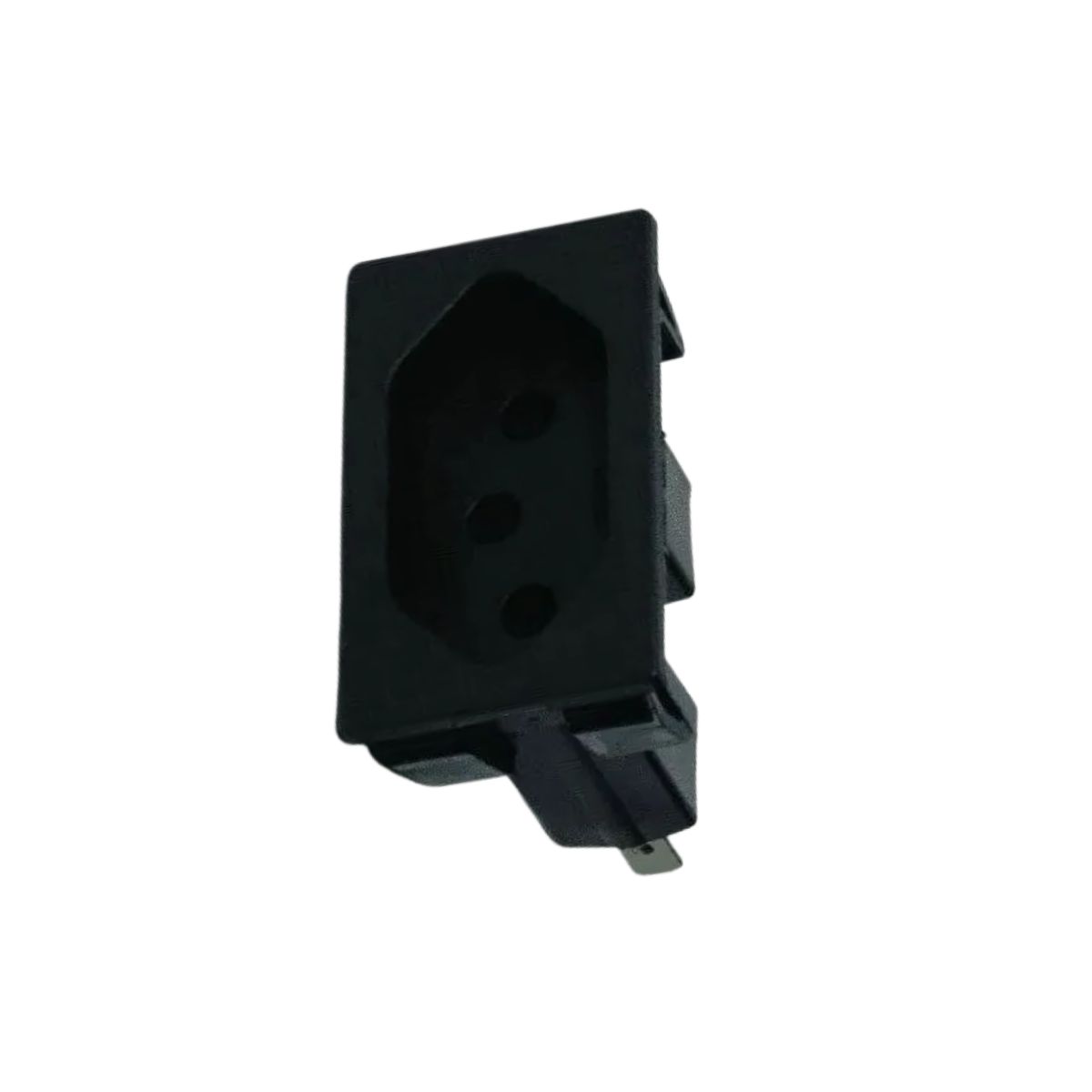 Tomada Embutir Painel 2P+T Retangular 10A 250V Pt Terminal Faston - Steck