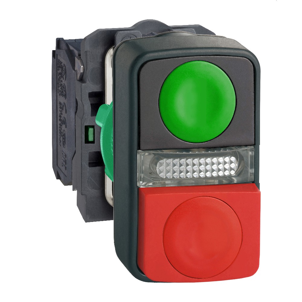 Botão Luminoso Duplo Plástico Led 22mm 24Vca/Cc Com Verde/Vermelho XB5AW73731B5 - Schneider Electric