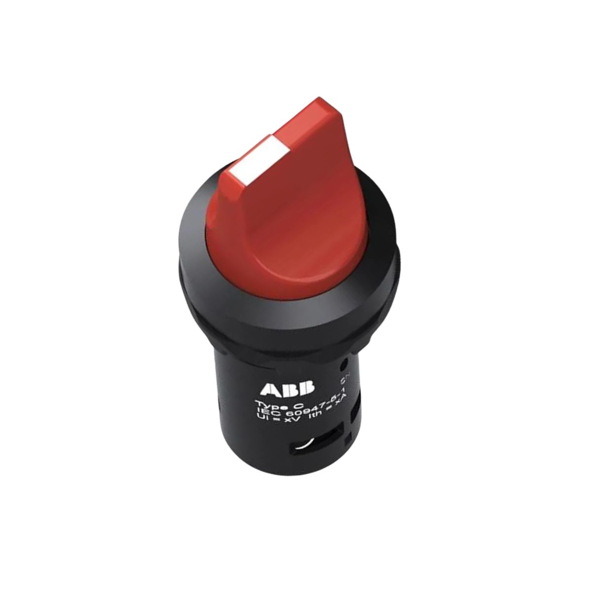 Botão Comutador Knob Curto 3 Posição Fixa 30 mm Plástico Vermelho 1Na+1Nf - Abb